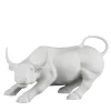 Toro di Wall Street Scultura bianca di grandi dimensioni