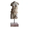 Torso Femminile con Tunica Scultura in Marmo di Carrara con base