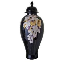Tropical & Flowers Clyde Vaso per orchidee viola con coperchio