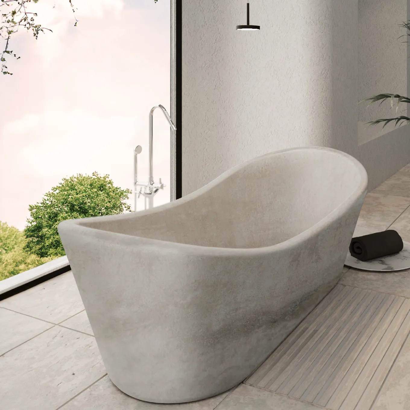 Vasca in pietra travertino beige Caresi