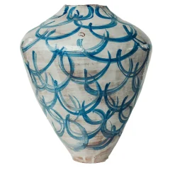Vaso a cerchi blu chiaro e scuro