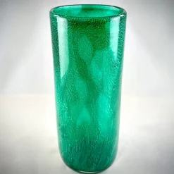 Vaso a murrine in filigrana verde e bianca