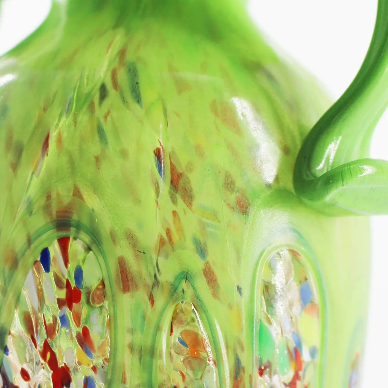 Vaso ad anfora in vetro di Murano verde