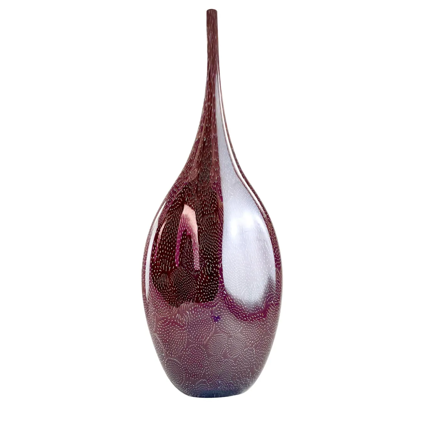 Vaso alto in filigrana rossa e bianca Murrine