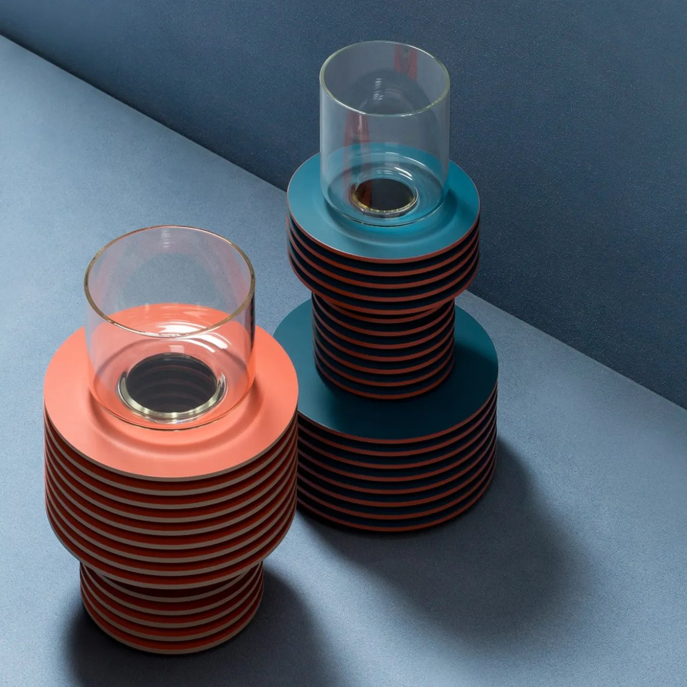 Vaso alto in velluto bicolore