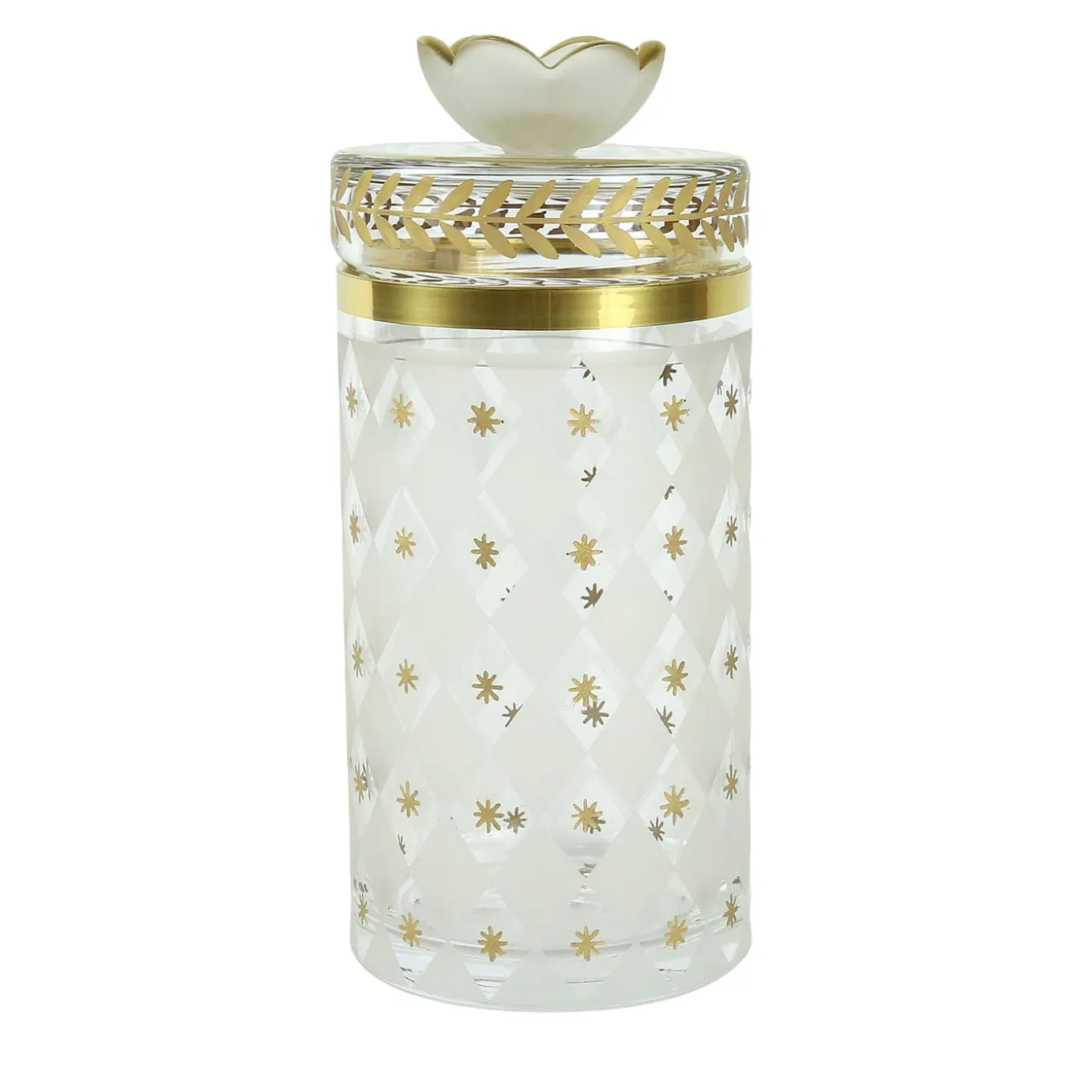 Vaso alto in vetro con motivo alloro oro