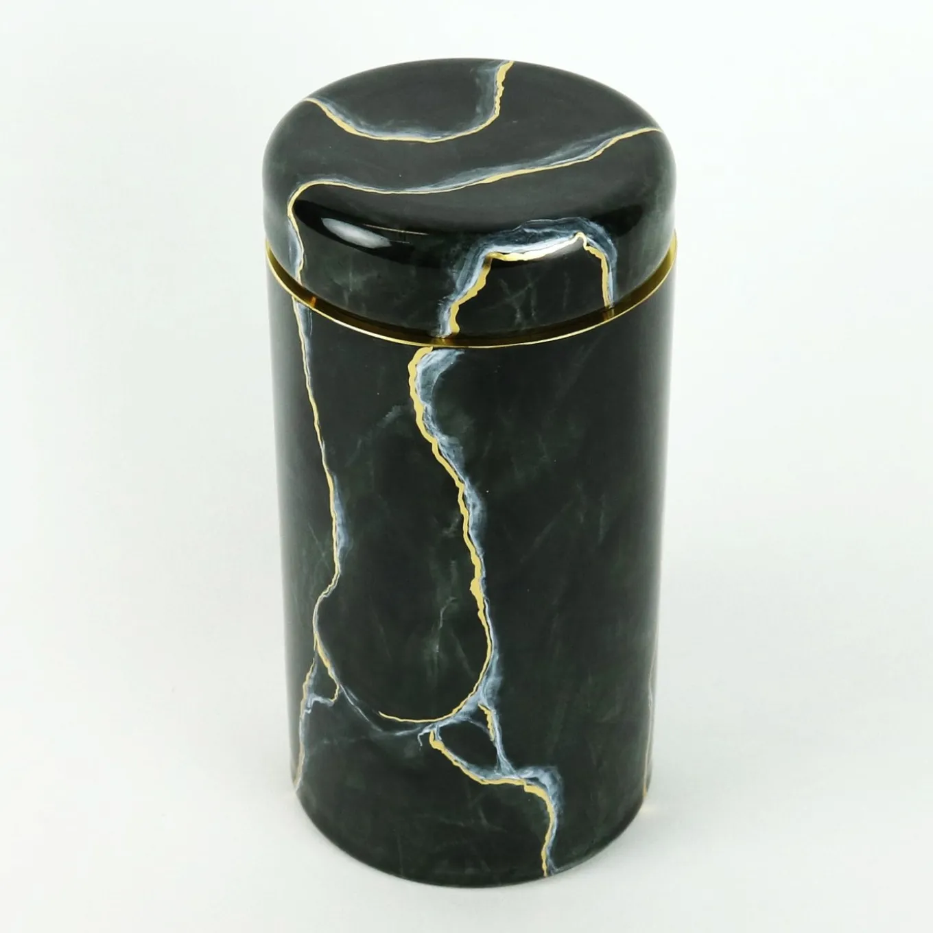 Vaso alto in vetro ispirato al marmo nero Portoro