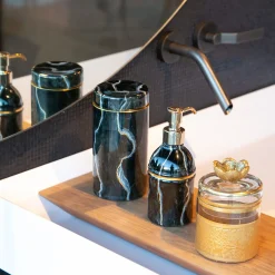 Vaso alto in vetro ispirato al marmo nero Portoro