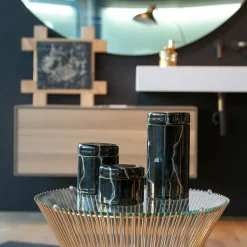 Vaso alto in vetro ispirato al marmo nero Portoro