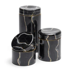 Vaso alto in vetro ispirato al marmo nero Portoro
