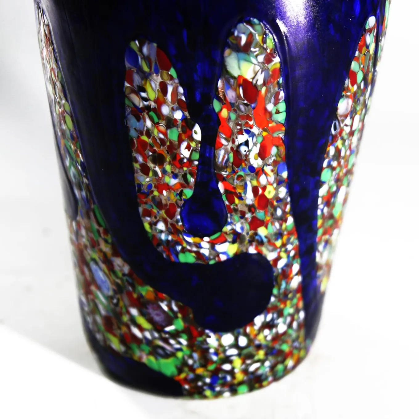 Vaso Anfora in Vetro di Murano Blu Scuro