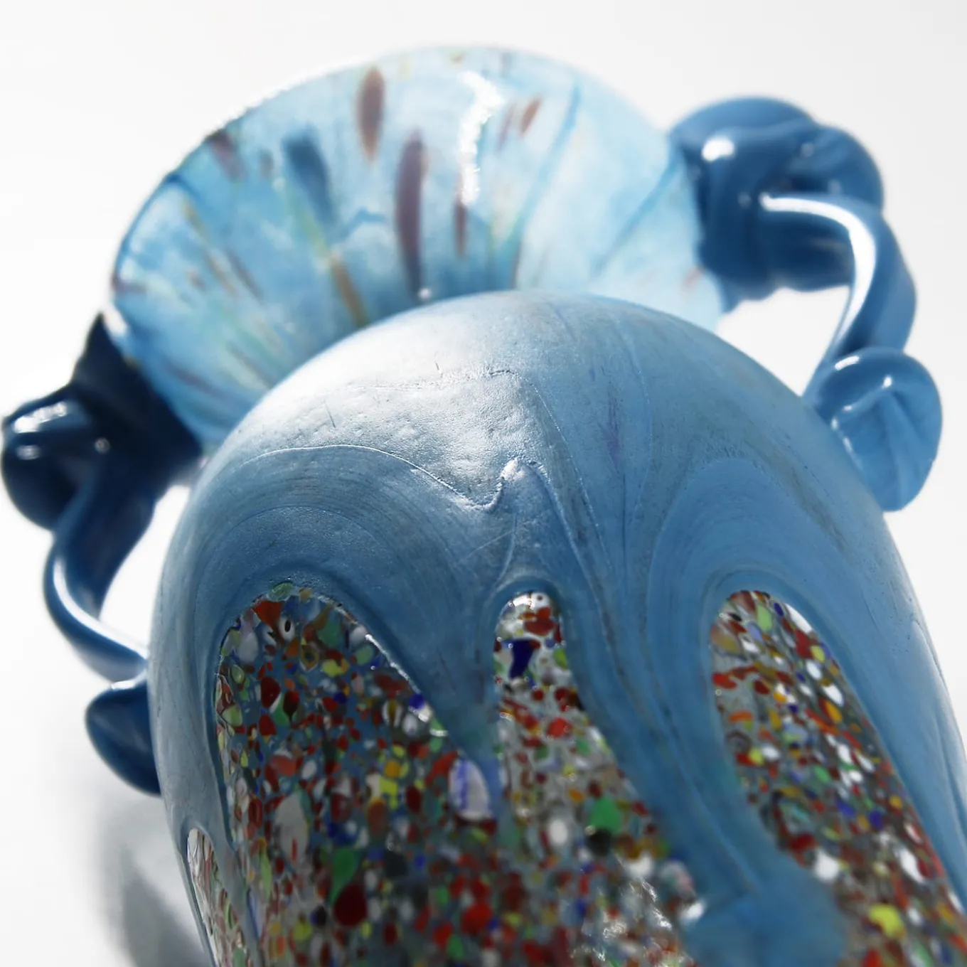 Vaso Anfora in Vetro di Murano Azzurro