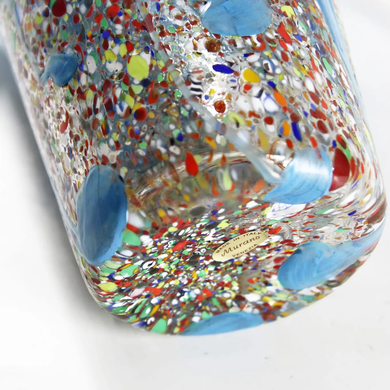 Vaso Anfora in Vetro di Murano Azzurro
