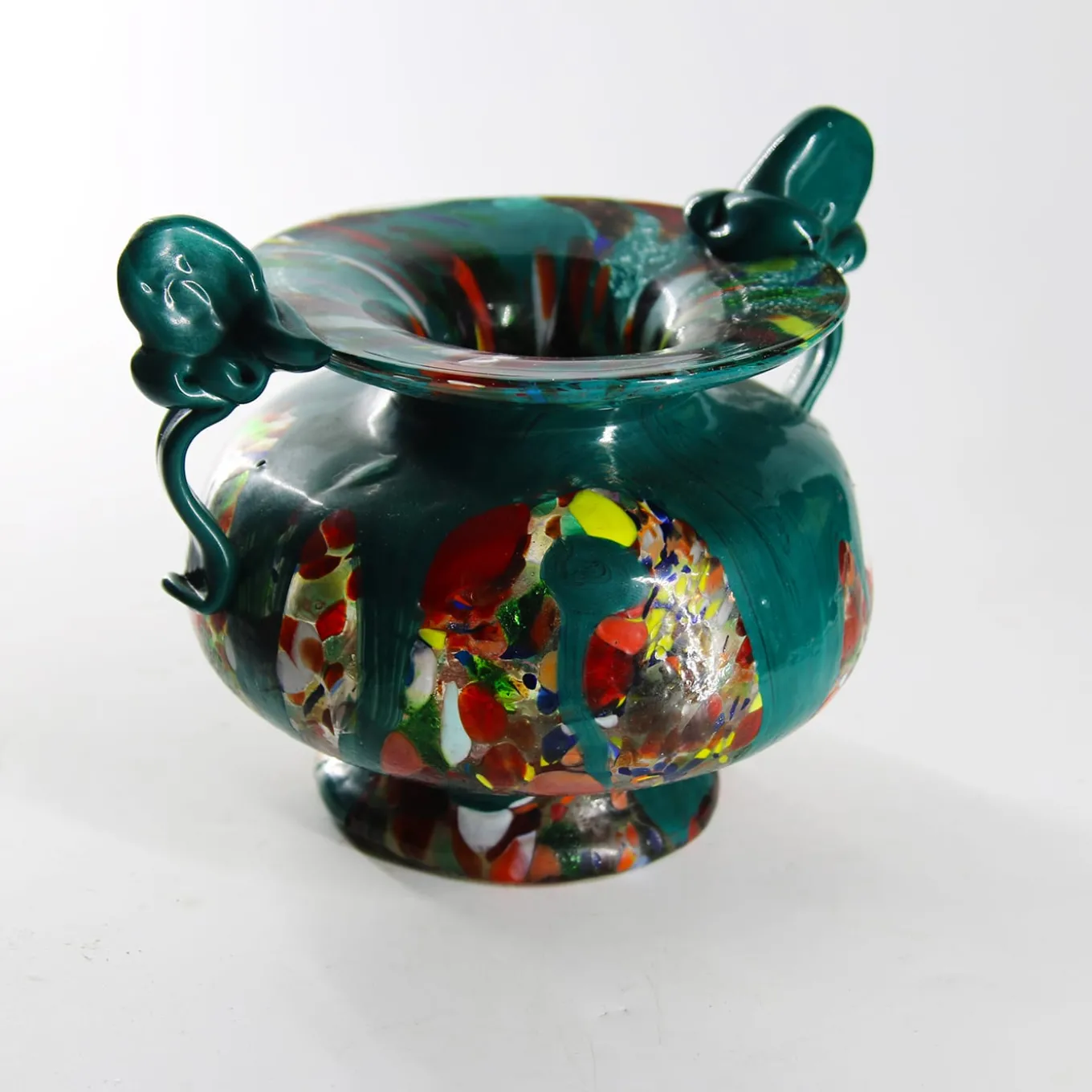 Vaso Anfora in Vetro di Murano Ametista e Verde