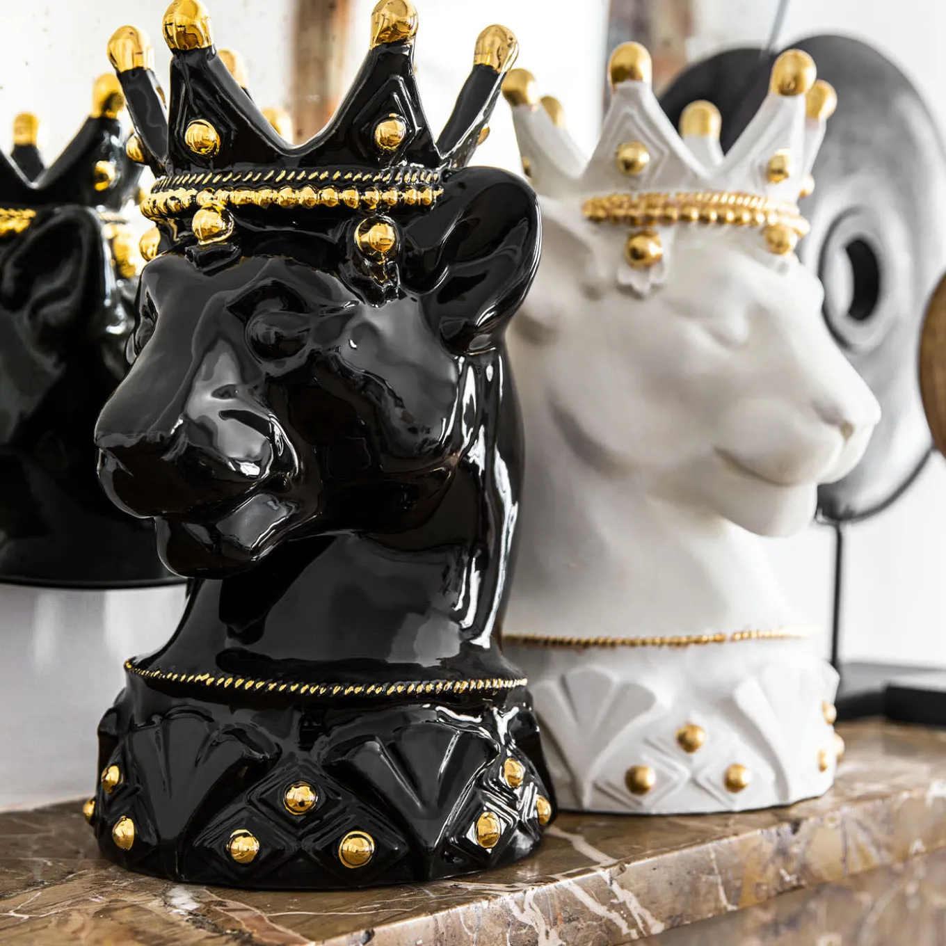 Vaso Animalier Puma Bianco in ceramica