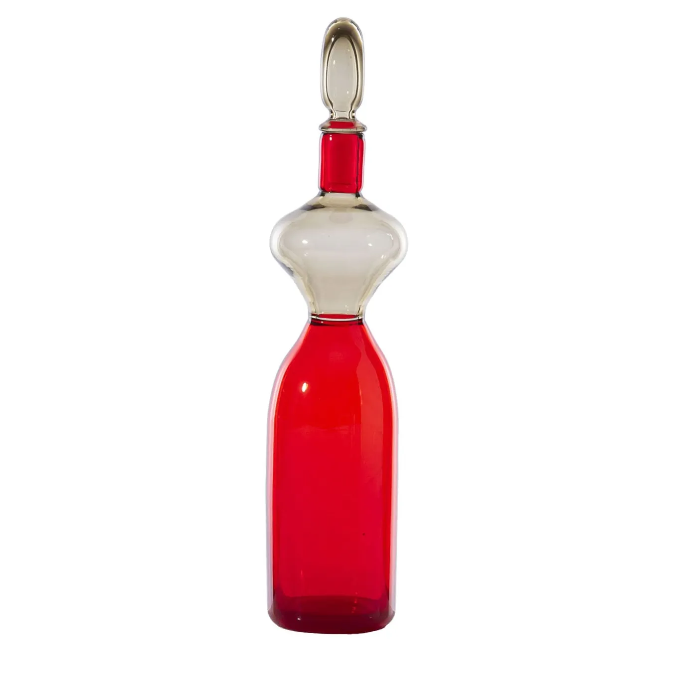 Vaso antropomorfo in vetro rosso Vecchia Dama di Gio Ponti