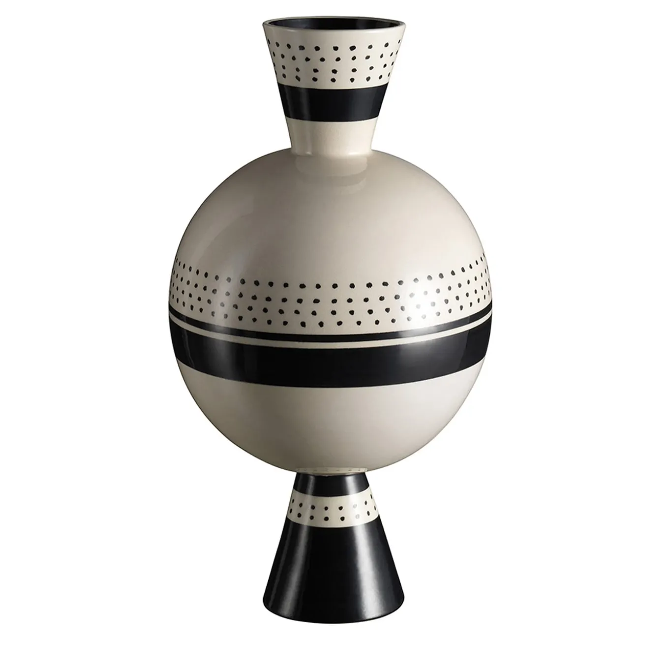 Vaso Aryballos bianco e nero di Ugo La Pietra