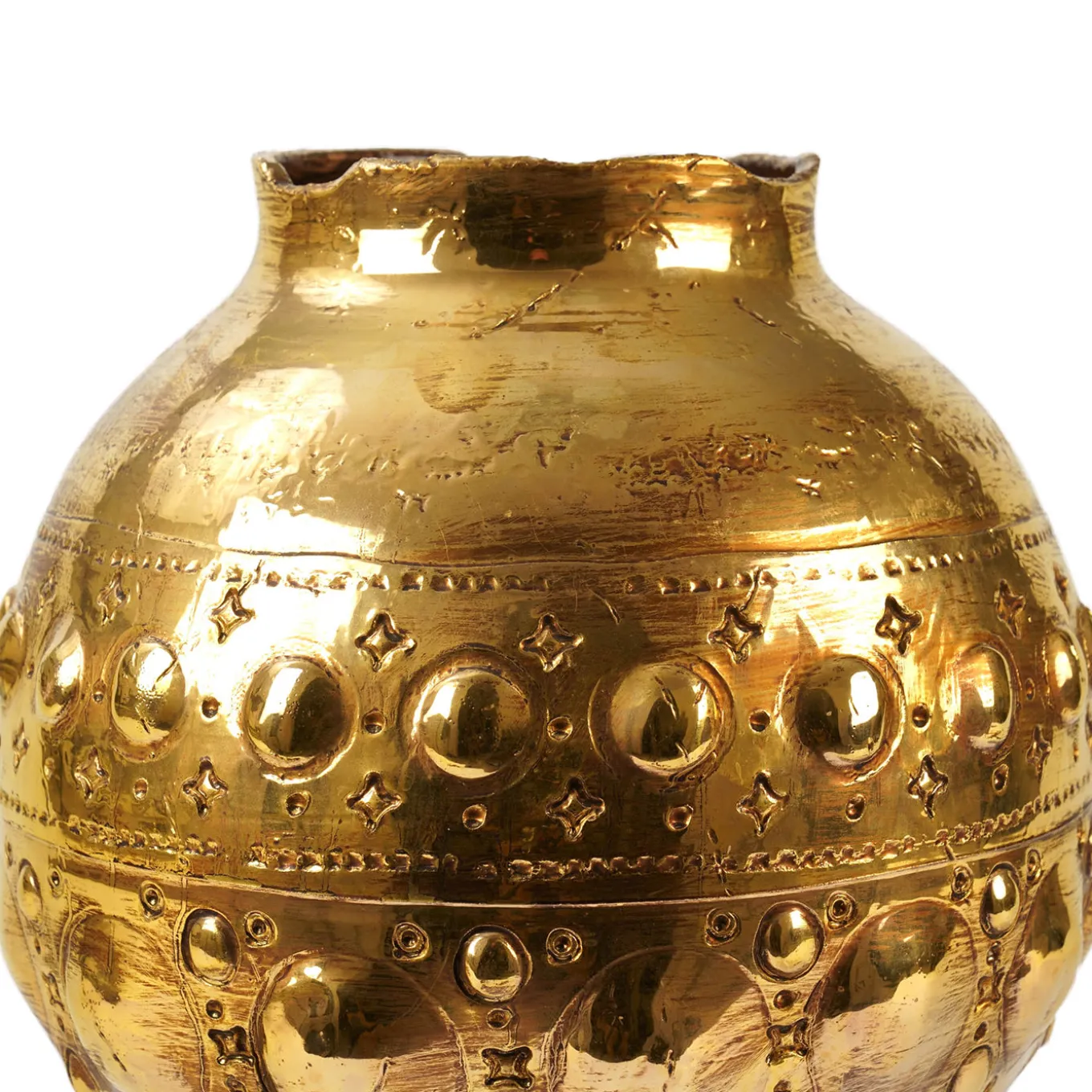 Vaso Astra in ceramica oro di Gabriele Mengoni