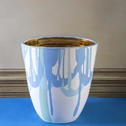 Vaso azzurro e oro