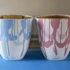 Vaso azzurro e oro