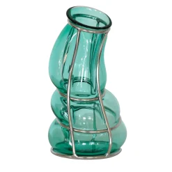 Vaso Babà verde turchese in vetro di Murano