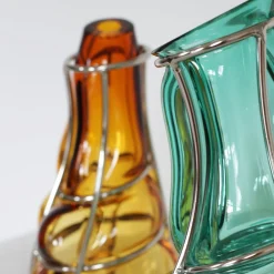 Vaso Babà verde turchese in vetro di Murano