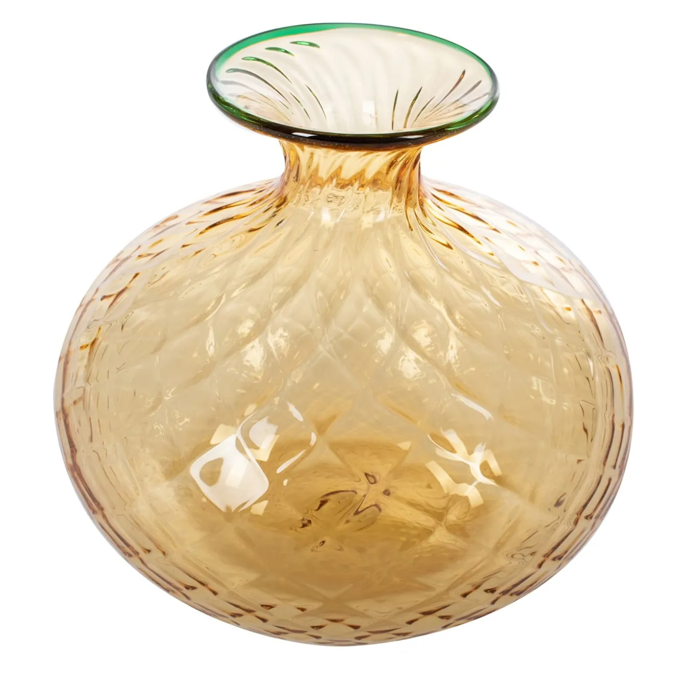 Vaso Balloton ambra chiaro con bordo verde