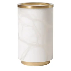 Vaso Borealis in alabastro bianco e ottone satinato