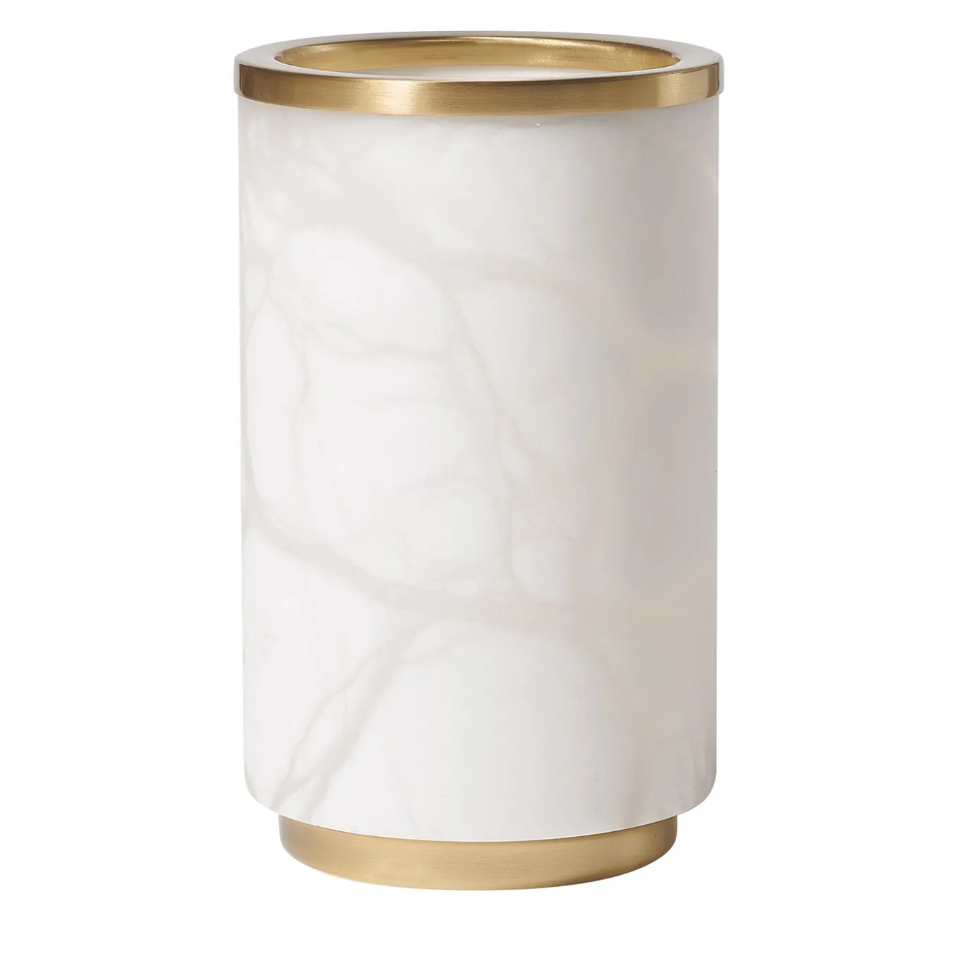 Vaso Borealis in alabastro bianco e ottone satinato