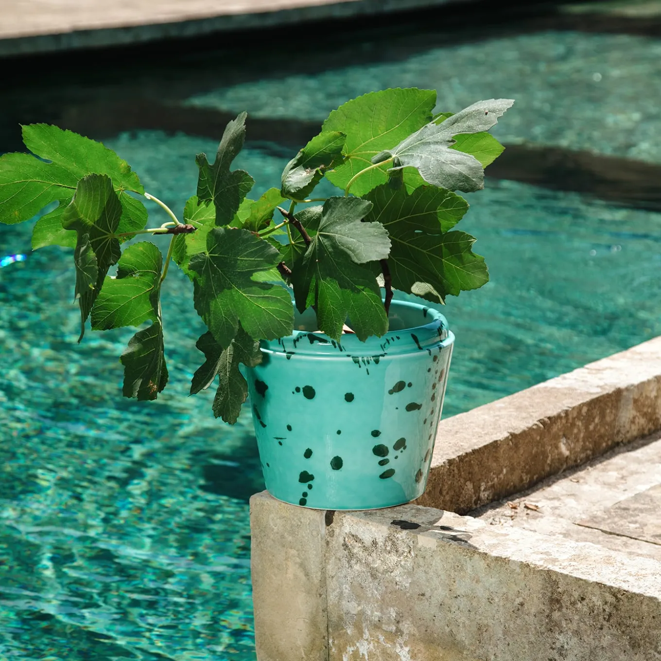Vaso Cachepot in ceramica verde e acqua