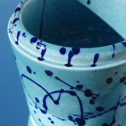 Vaso Cachepot in ceramica celeste e blu