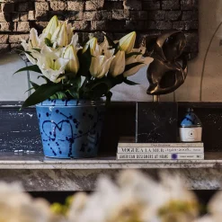 Vaso Cachepot in ceramica celeste e blu