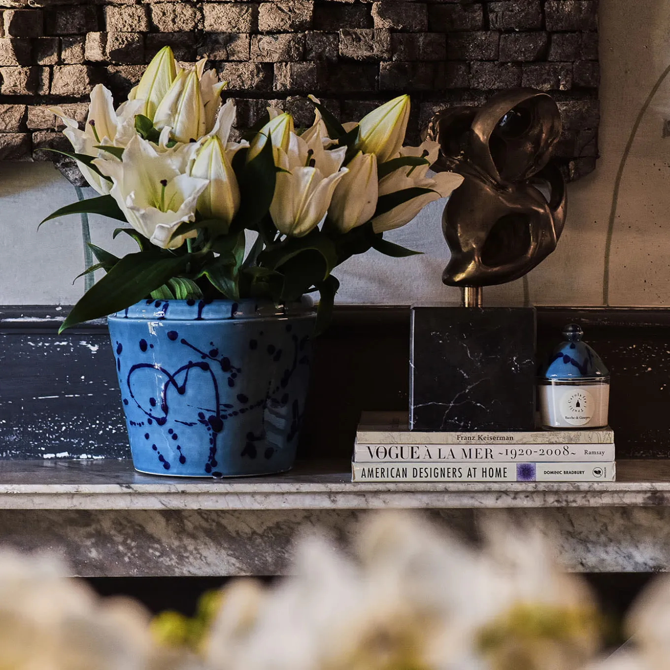 Vaso Cachepot in ceramica celeste e blu