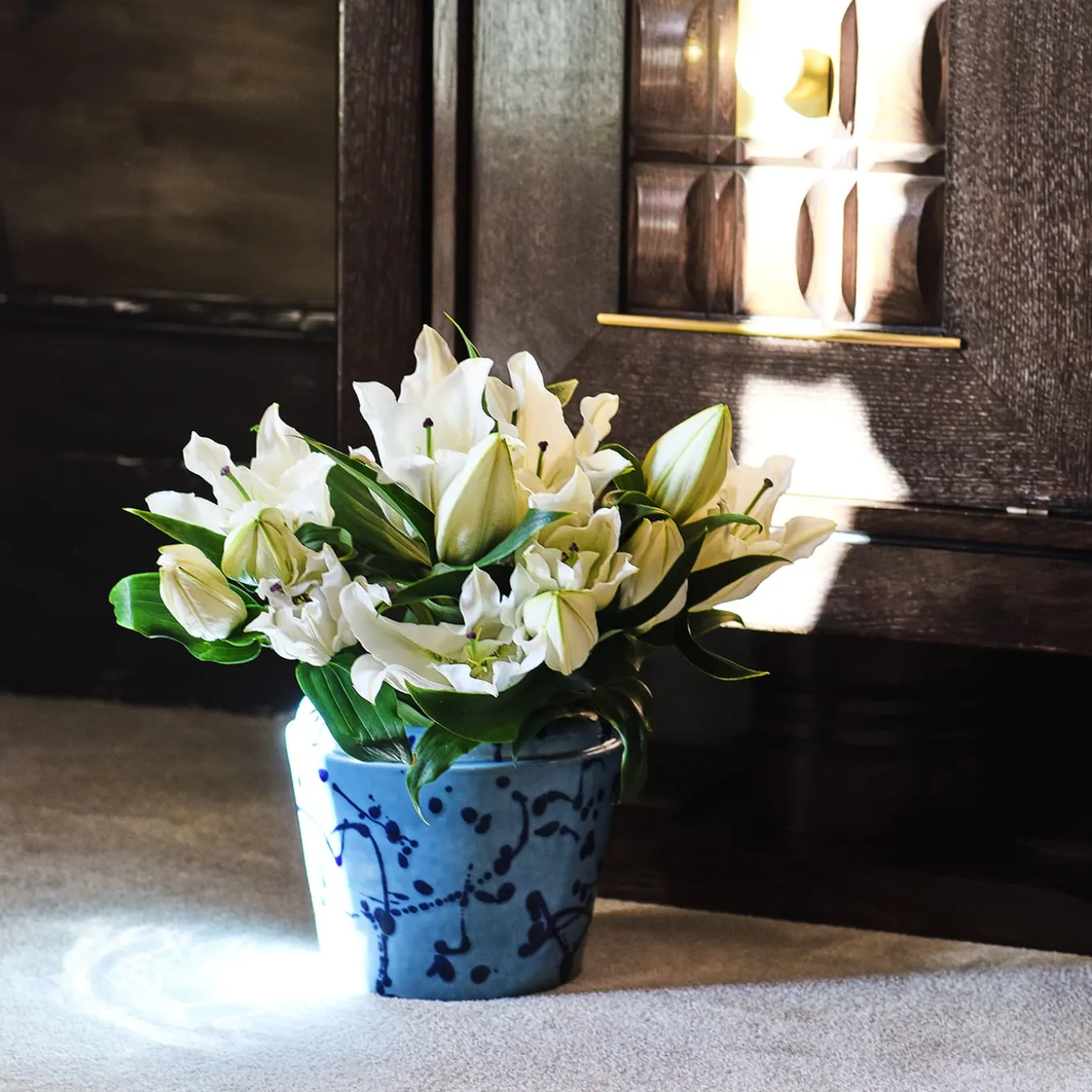 Vaso Cachepot in ceramica celeste e blu