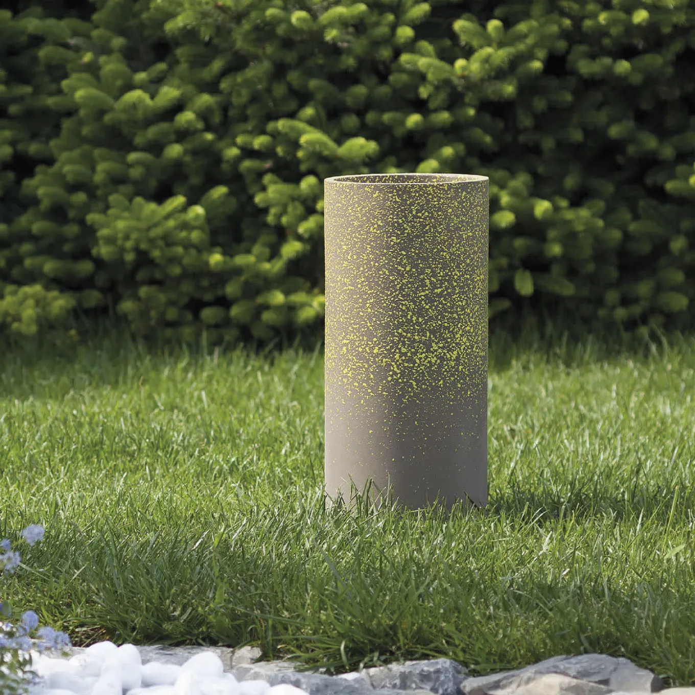 Vaso cilindrico in ceramica grigio maculato Marbella