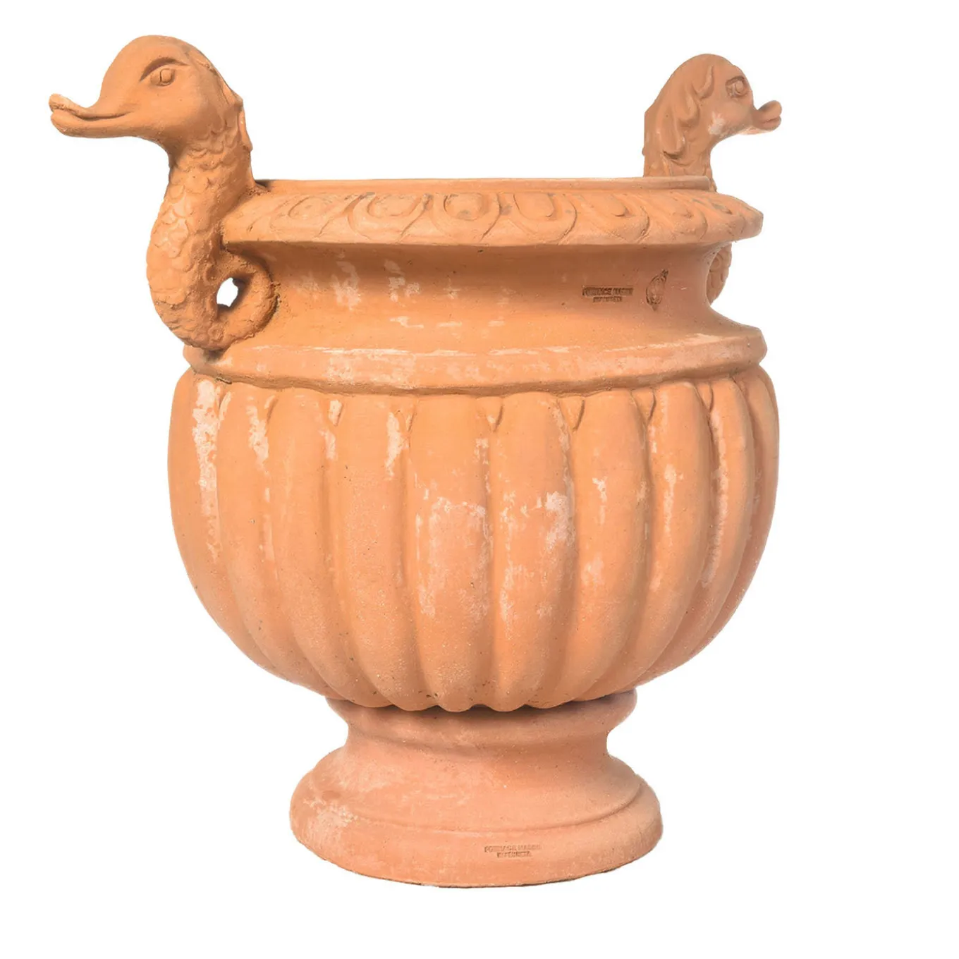 Vaso con manici a forma di delfino
