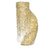 Vaso Con Scaglie Di Marmo Foglia Oro E Smalto Bianco Lucido