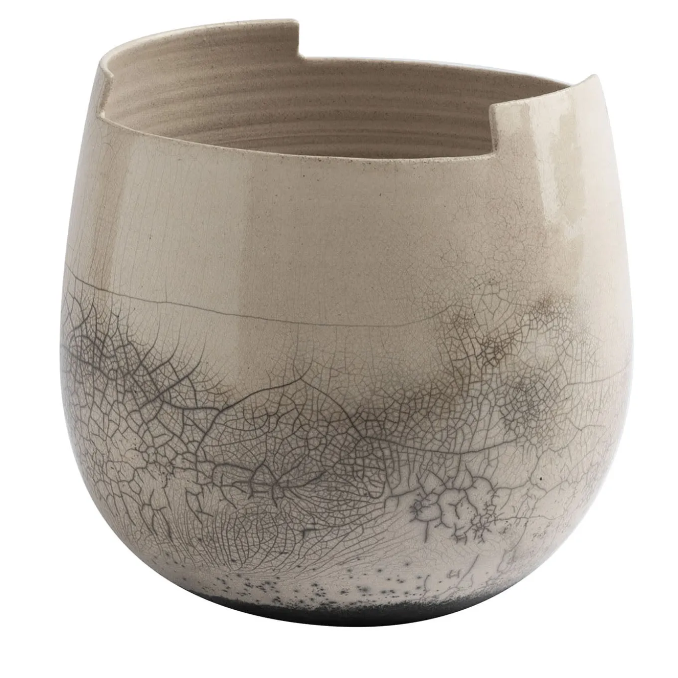 Vaso Cut Raku Piccolo Chiaro in Ceramica