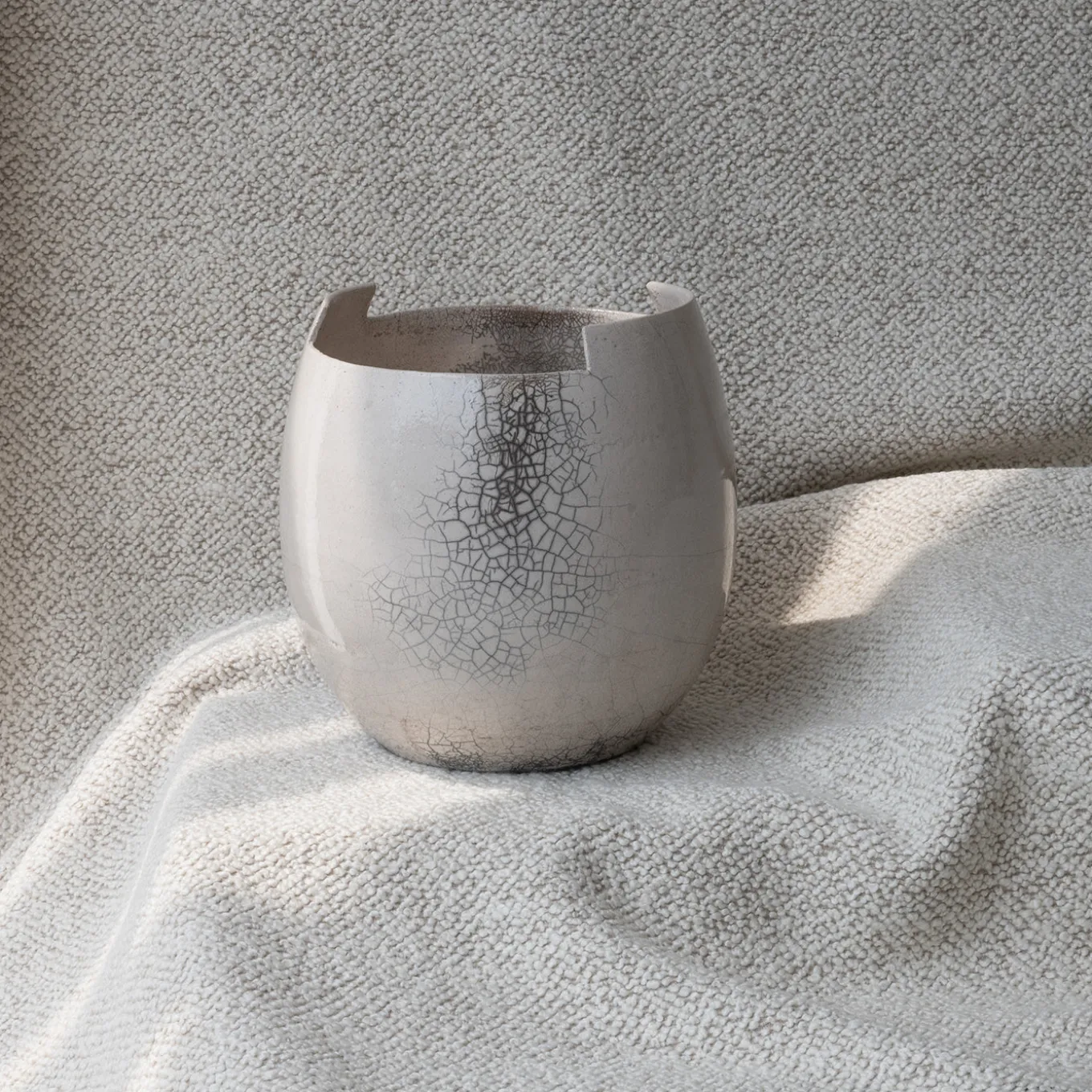 Vaso Cut Raku Piccolo Chiaro in Ceramica