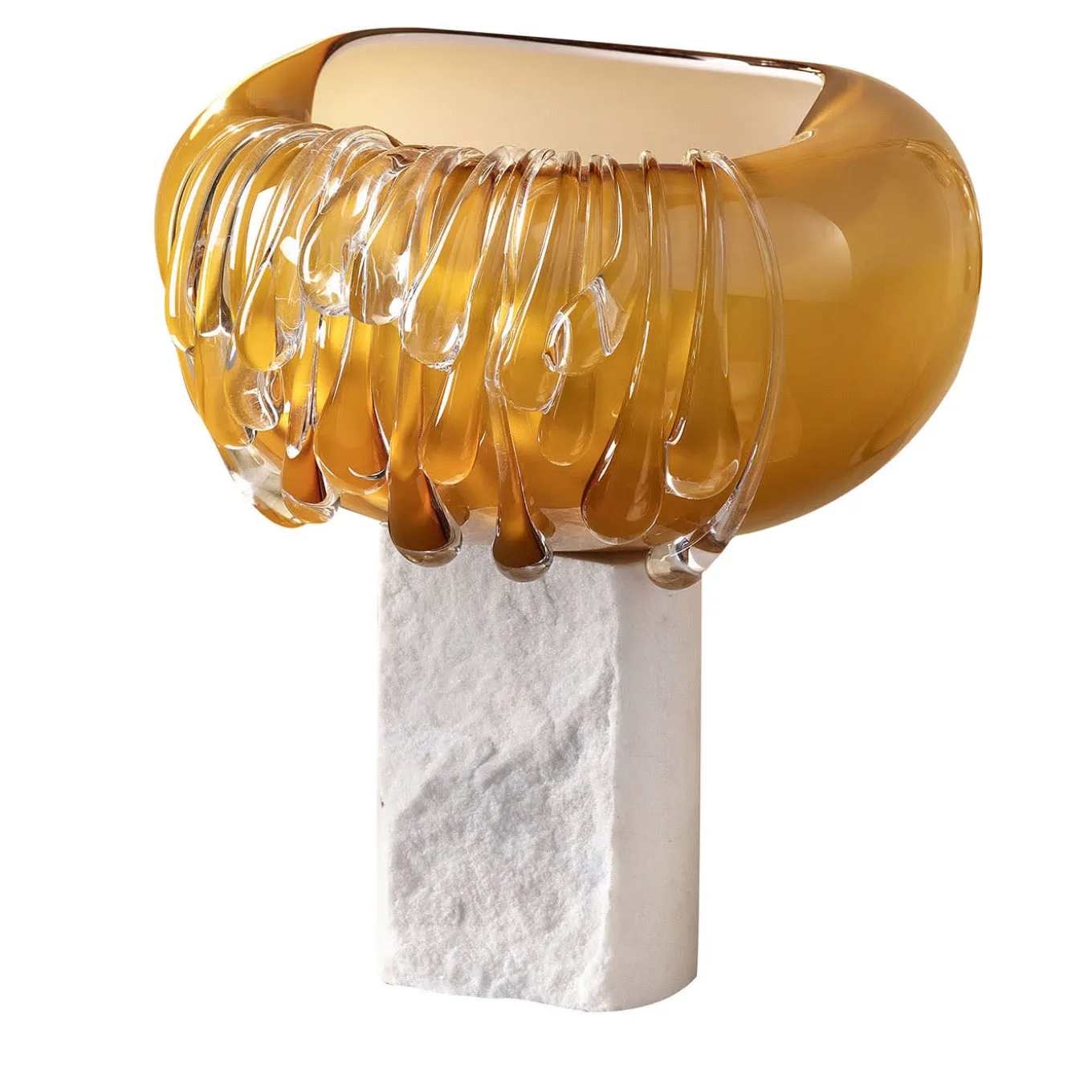 Vaso decorativo in vetro di Murano dorato Stravedamento