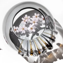 Vaso decorativo Like a Bowl in vetro grigio con gocce