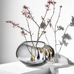 Vaso decorativo Like a Bowl in vetro grigio con gocce