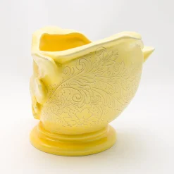 Vaso decorativo Raphael Giallo in ceramica con incisione
