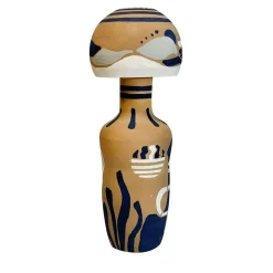Vaso Decorativo U2 con Motivo Astratto in Terracotta