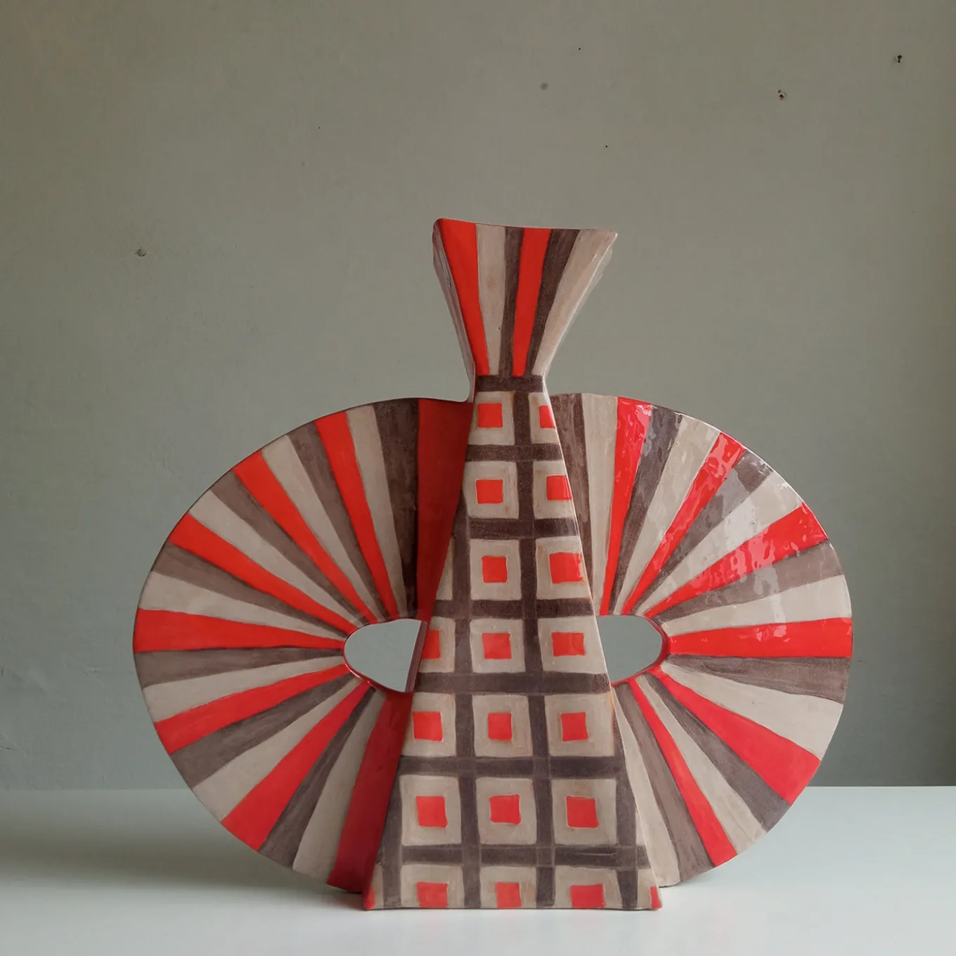 Vaso decorativo Wild Double-Face rosso in terracotta