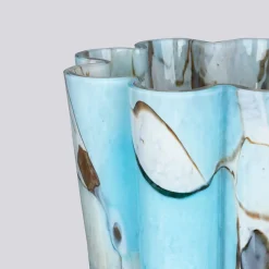Vaso di vetro a secchiello Acquamarina