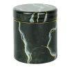 Vaso di vetro nero ispirato al marmo di Portoro con coperchio