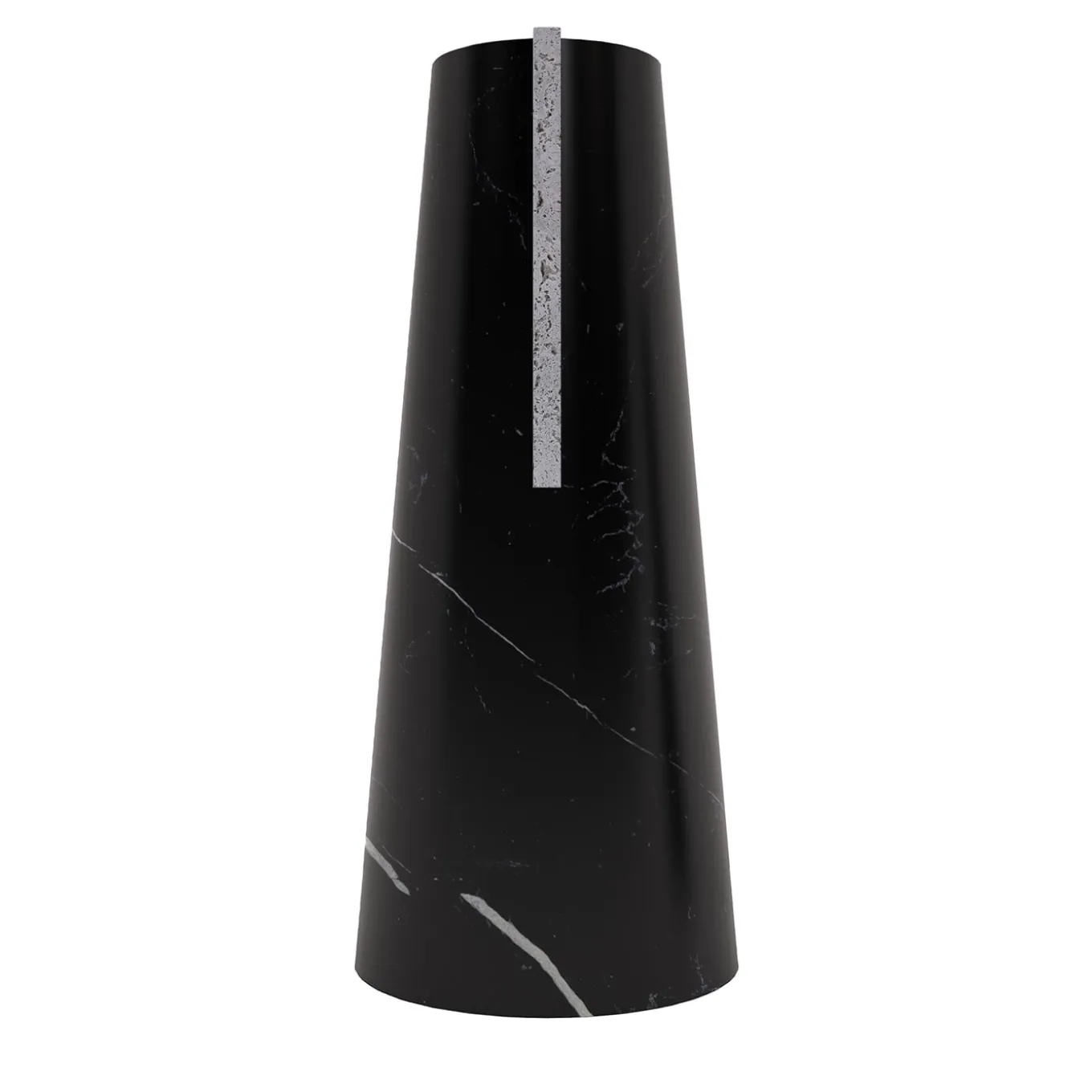 Vaso Elara in marquina nera e travertino