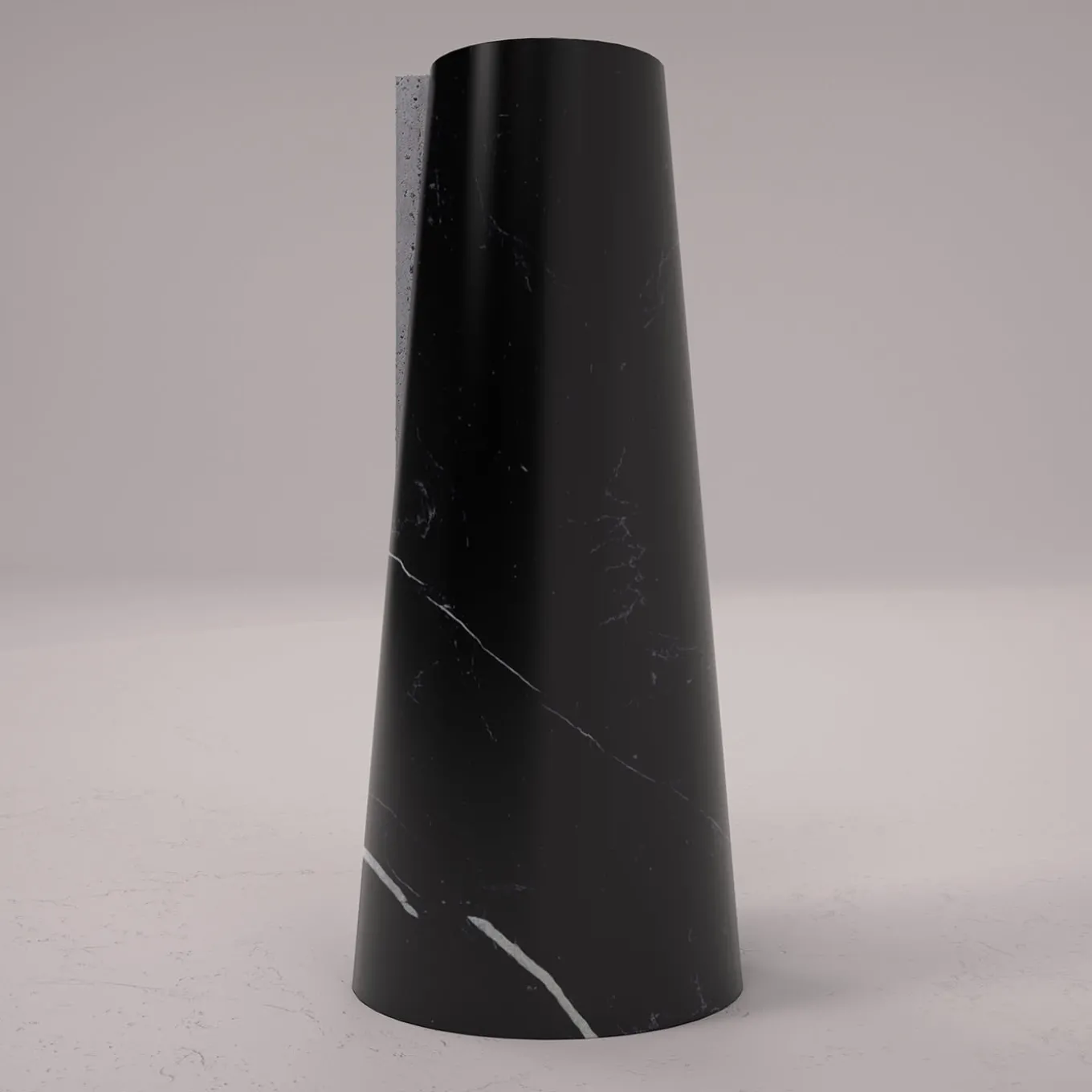 Vaso Elara in marquina nera e travertino