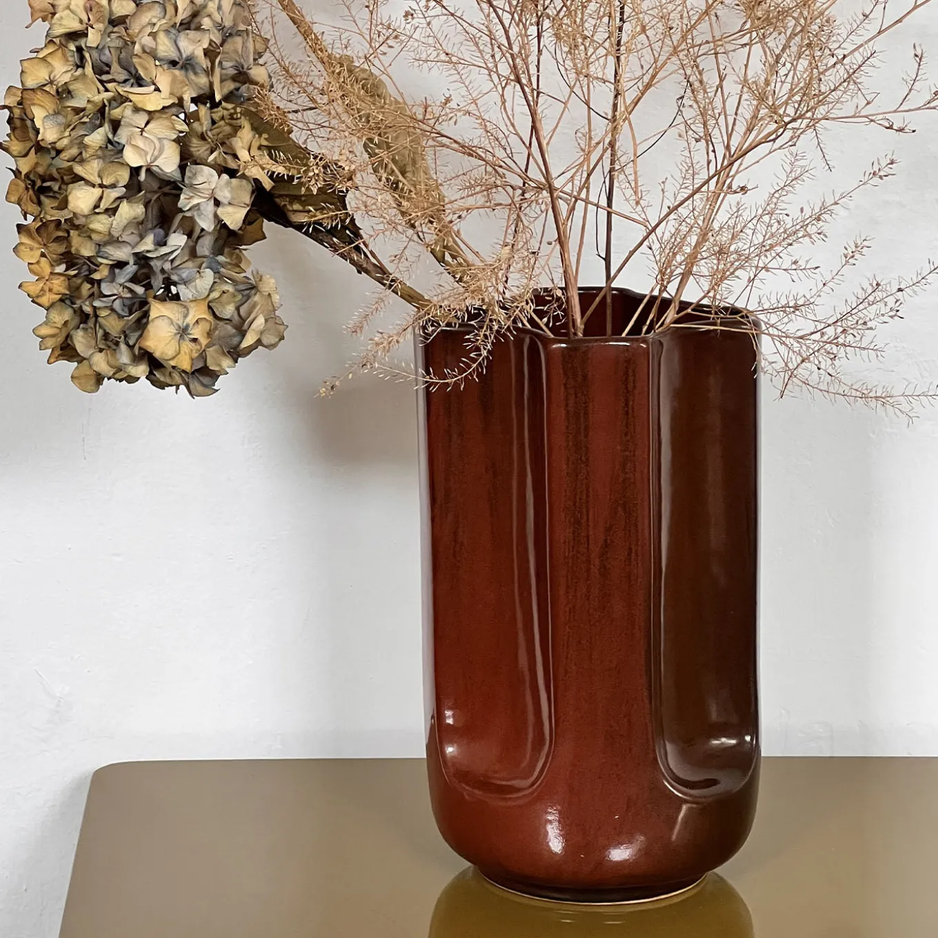 Vaso Giuseppe Auburn in ceramica smaltata Mattone Lucido